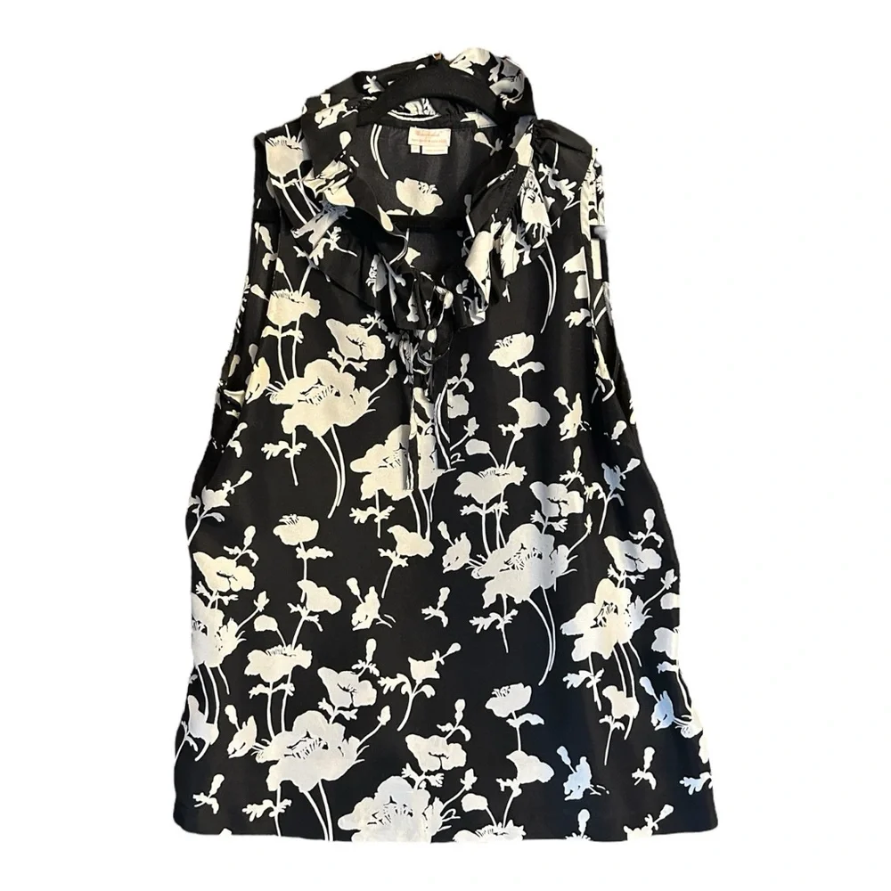Kate Spade Black & White Silk Blouse Size 10